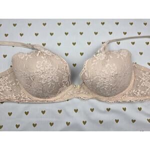 Victorias Secret Beige Lace PLUNGE Bra 34D